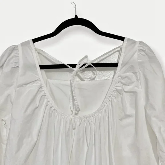 OAK + FORT 6308 Puff Sleeve White Midi Dress Size XS - Picture 7 of 9